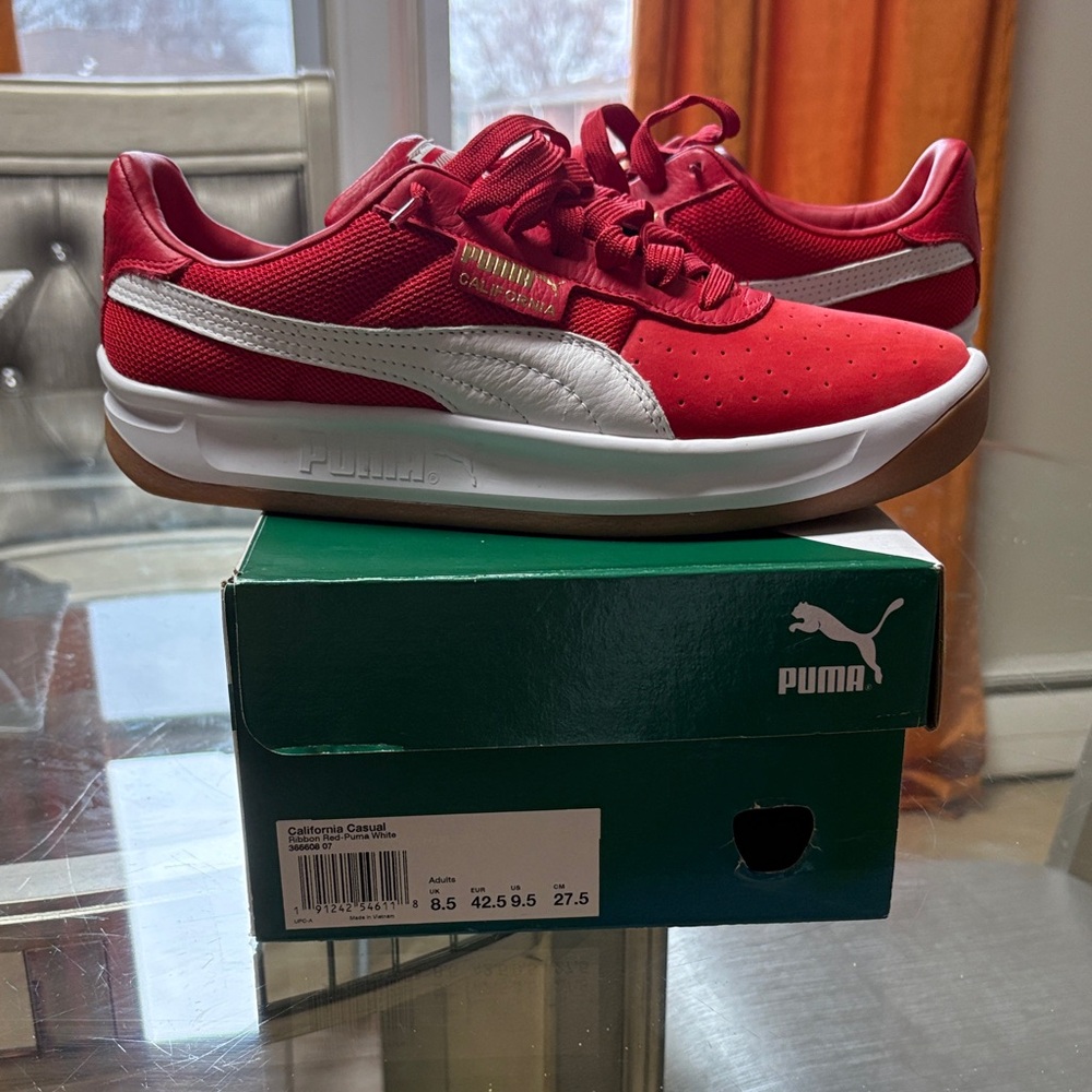 Puma Kids Red and White Sneakers